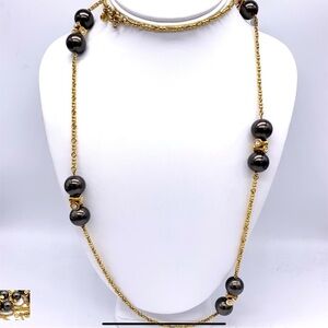 J.CREW | dark gray and gold necklace 20” drop